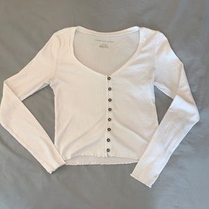 American Eagle S Long Sleeve Ribbed Button Down